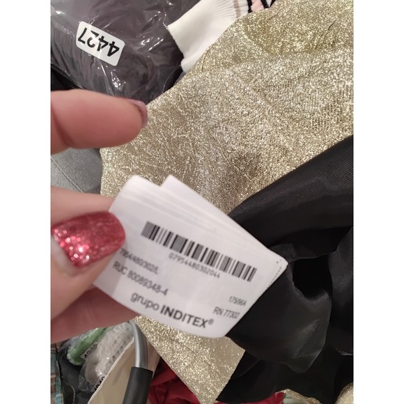 ZARA Metallic Gold Halter Neck Mini Dress Sparkle Party Occasion Size L - Picture 7 of 7